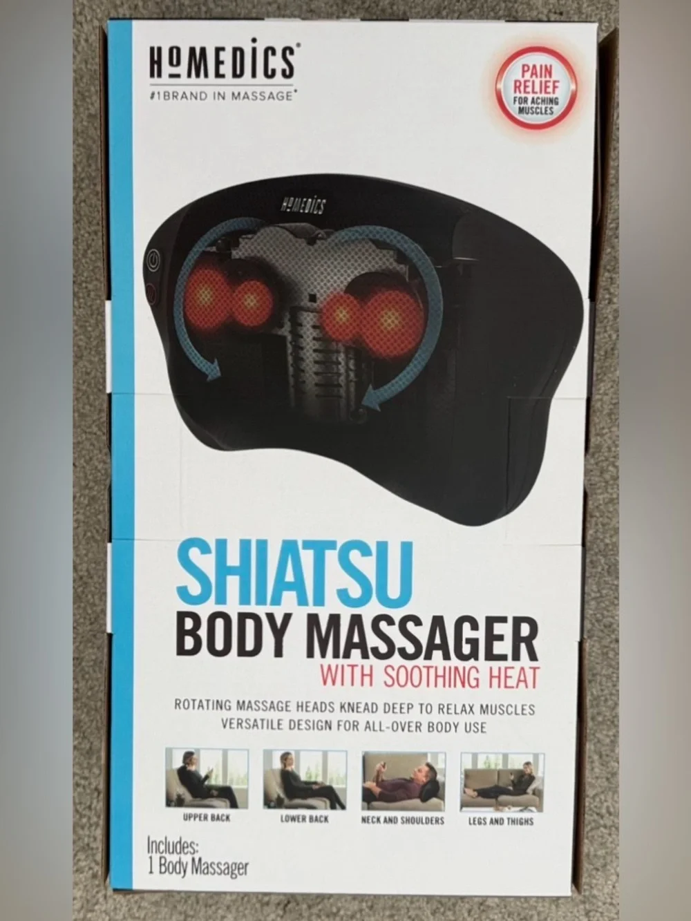 HoMedics Shiatsu Body Massager with Soothing Heat, model SP-6H-2